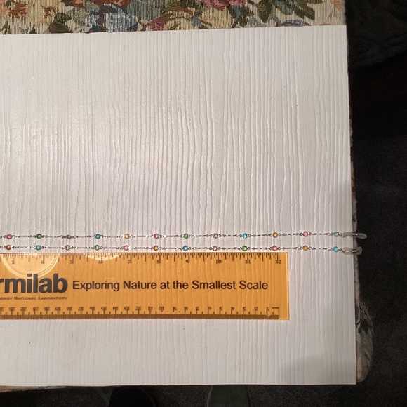 Multicolored Crystal Silver Eyeglass Chain Lanyard 30” - Picture 3 of 3